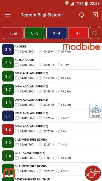 deprem bilgi sistemi apk update