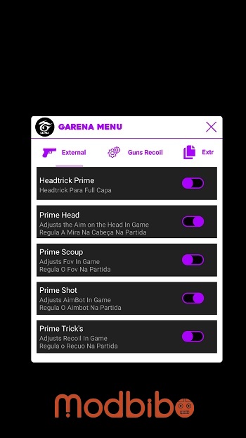 garena menu panel free fire